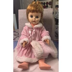 Large Sleepy-Eyed Baby Doll in Pink Winter Coat – Sweet or Slightly Sinister